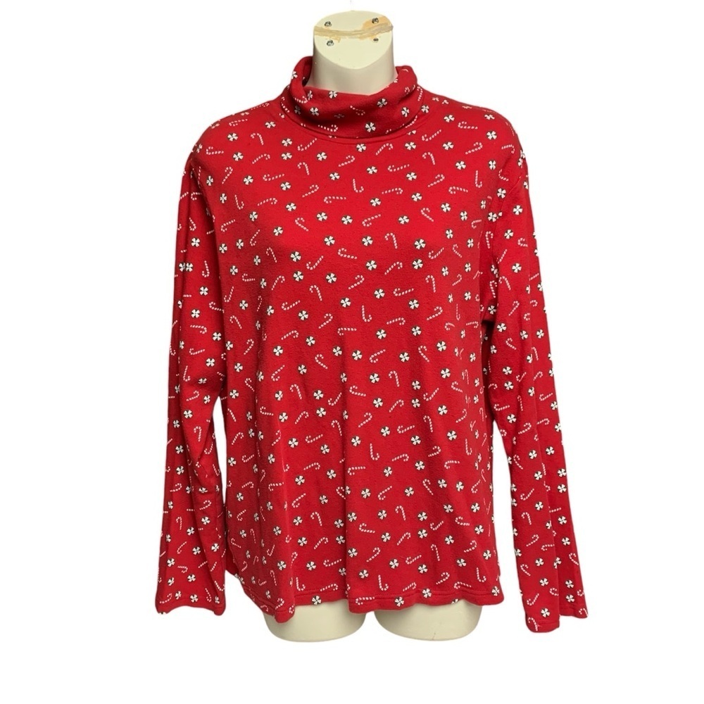 White Stag Christmas candy cane turtleneck long sleeve top size 20 XXL